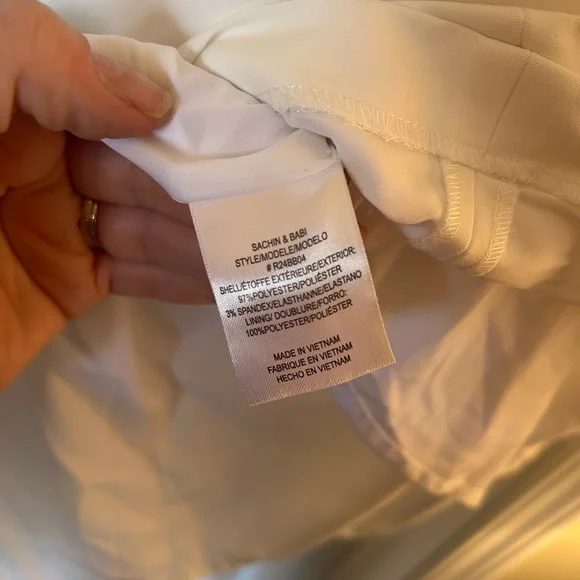 Anthropologie SACHIN + BABI Gwyneth V Neck White Mini Bow Dress Size US 12 - Picture 10 of 13